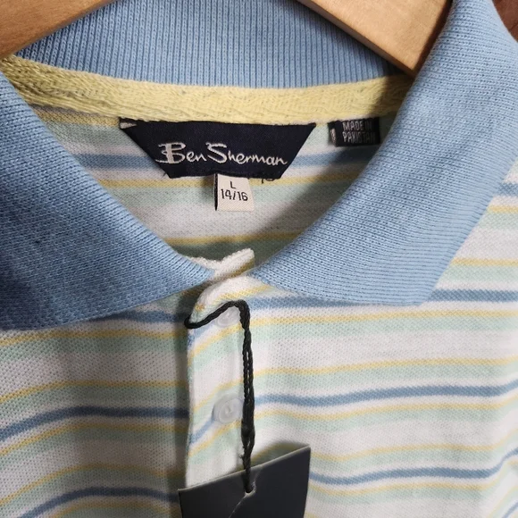 Ben Sherman NWT Striped Polo Short Sleeves Shirt Large 14/16 - Picture 5 of 5